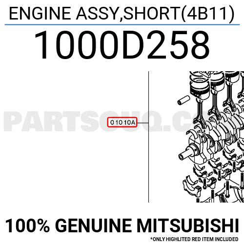 ENGINE ASSY,SHORT(4B11) 1000D258 | Mitsubishi Parts | PartSouq