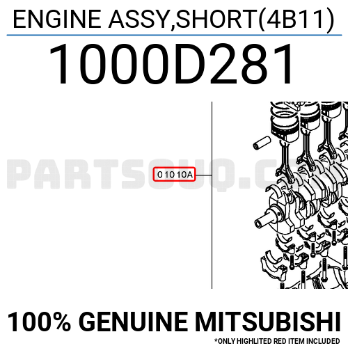 ENGINE ASSY,SHORT(4B11) 1000D281 | Mitsubishi Parts | PartSouq