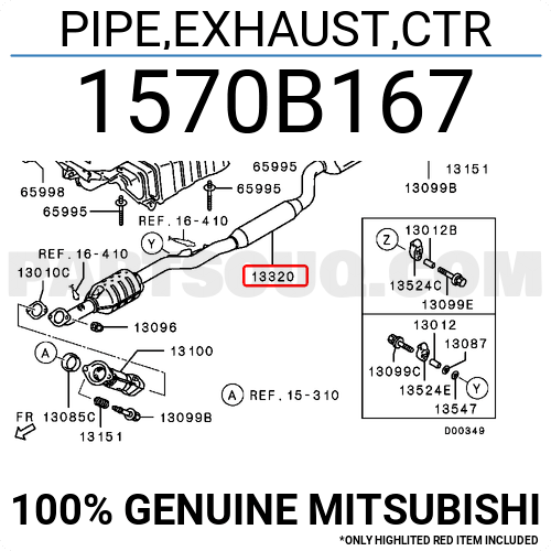 PIPE,EXHAUST,CTR 1570B167 | Mitsubishi Parts | PartSouq