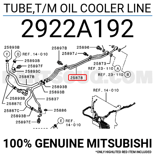TUBE,T/M OIL COOLER LINE 2922A192 | Mitsubishi Parts | PartSouq