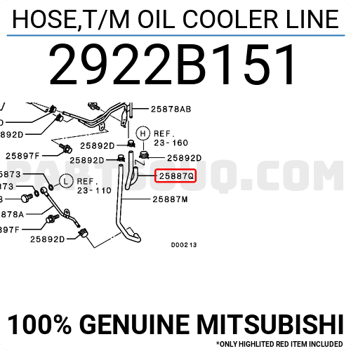 HOSE,T/M OIL COOLER LINE 2922B151 | Mitsubishi Parts | PartSouq