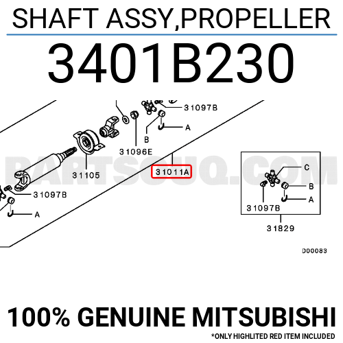 SHAFT ASSY,PROPELLER 3401B230 | Mitsubishi Parts | PartSouq