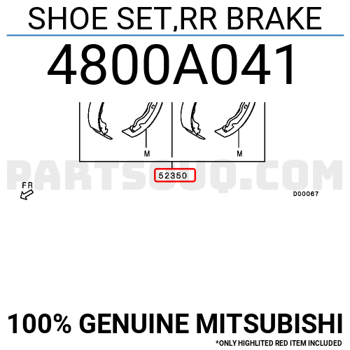 SHOE SET,RR BRAKE 4800A022 | Mitsubishi Parts | PartSouq