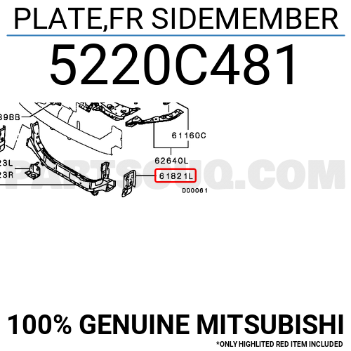 PLATE,FR SIDEMEMBER 5220C481 | Mitsubishi Parts | PartSouq