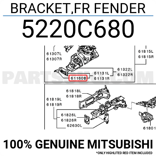 5220C680 Mitsubishi BRACKET,FR FENDER
