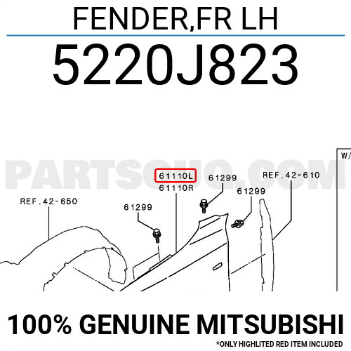 FENDER,FR LH 5220J823 | Mitsubishi Parts | PartSouq