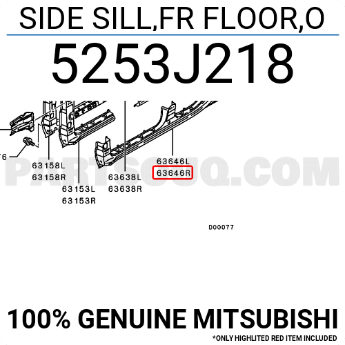 SIDE SILL,FR FLOOR,O 5253J218 | Mitsubishi Parts | PartSouq