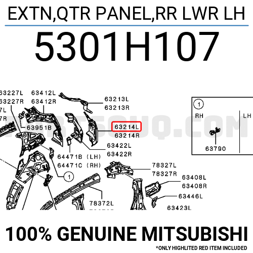 EXTN,QTR PANEL,RR LWR LH 5301H107 | Mitsubishi Parts | PartSouq