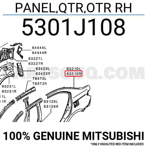 PANEL,QTR,OTR RH 5301J108 | Mitsubishi Parts | PartSouq