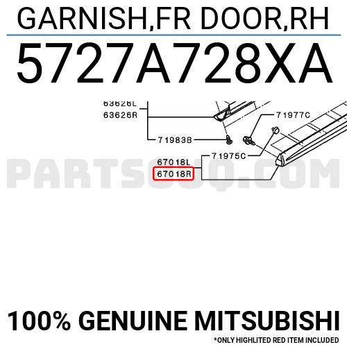 GARNISH,FR DOOR,RH 5727A728XA | Mitsubishi Parts | PartSouq