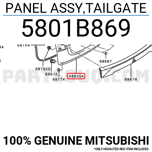 Panel Assytailgate 5801b869 Mitsubishi Parts Partsouq