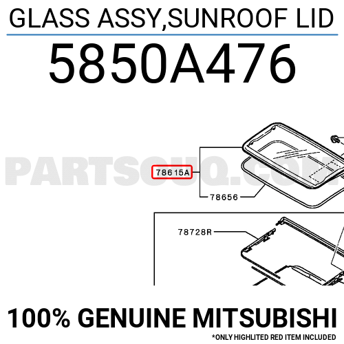 GLASS ASSY,SUNROOF LID 5850A476 | Mitsubishi Parts | PartSouq