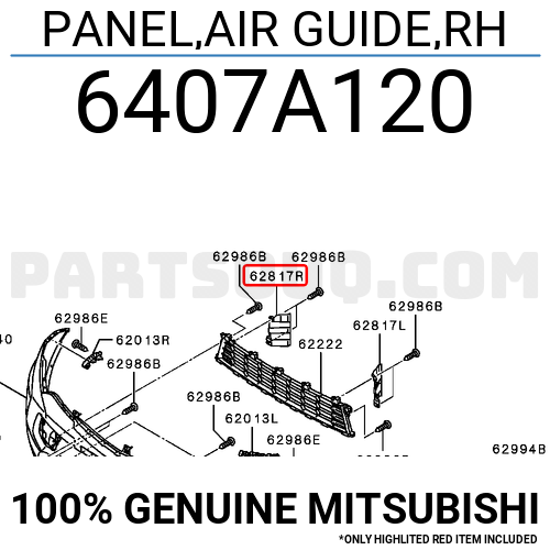 6407A120 Mitsubishi PANEL,AIR GUIDE,RH