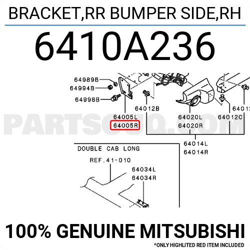 6410A065 Genuine Mitsubishi BRKT,R/BMPR FACE SIDE,LH 
