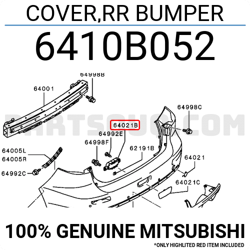 COVER,RR BUMPER 6410B052 | Mitsubishi Parts | PartSouq