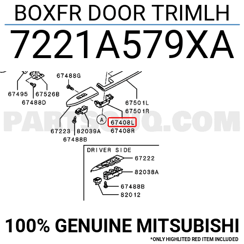 BOXFR DOOR TRIMLH 7221A579XA | Mitsubishi Parts | PartSouq