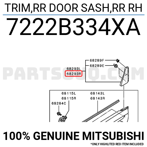 TRIM,RR DOOR SASH,RR RH 7222B334XA | Mitsubishi Parts | PartSouq