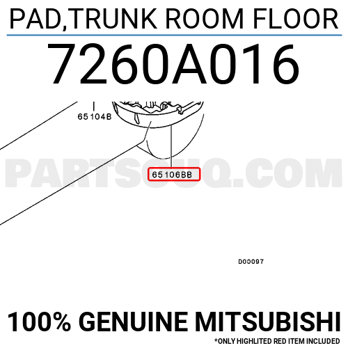 PAD,TRUNK ROOM FLOOR 7260A016 | Mitsubishi Parts | PartSouq