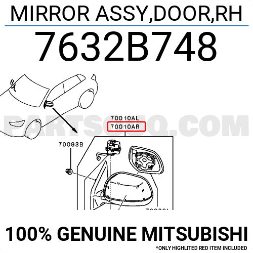 MIRROR ASSY,DOOR,RH 7632B748 | Mitsubishi Parts | PartSouq