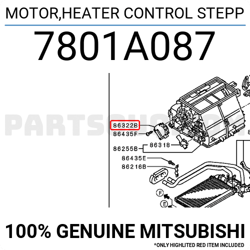Genuine OEM Mitsubishi 7801A092 MOTOR HEATER CONTROL STEPP