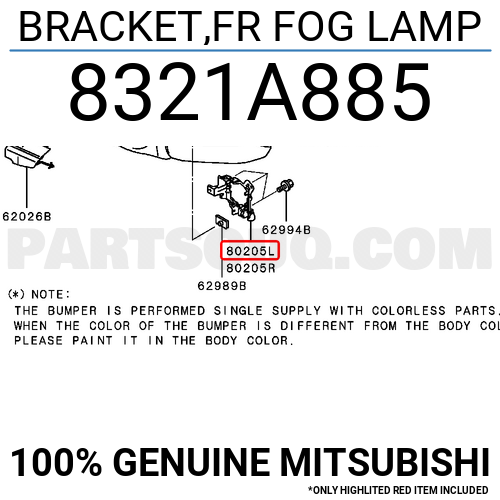 BRACKET,FR FOG LAMP 8321A885 | Mitsubishi Parts | PartSouq