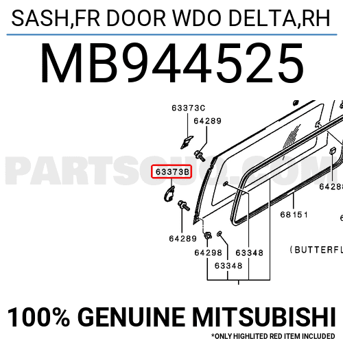 SASH,FR DOOR WDO DELTA,RH MB944525 | Mitsubishi Parts | PartSouq