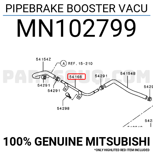 PIPEBRAKE BOOSTER VACU MN102799 | Mitsubishi Parts | PartSouq