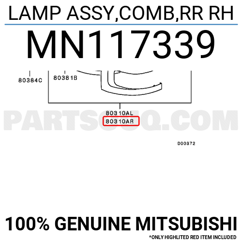 MN117339 Mitsubishi LAMP ASSY,COMB,RR RH