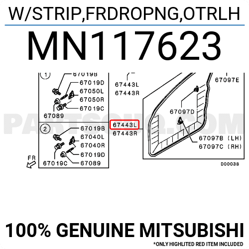 W/STRIP,FR DR OPNG,O MN136733 | Mitsubishi Parts | PartSouq