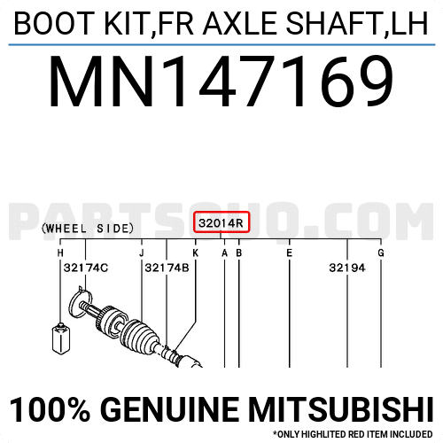 BOOT KIT,FR AXLE SHAFT,LH MN147169 | Mitsubishi Parts | PartSouq