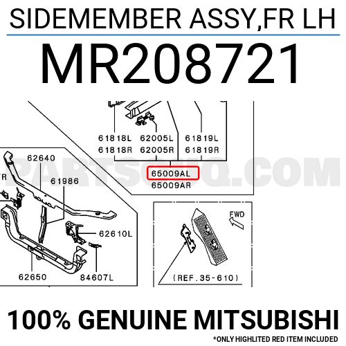 SIDEMEMBER ASSY,FR LH MR208721 | Mitsubishi Parts | PartSouq