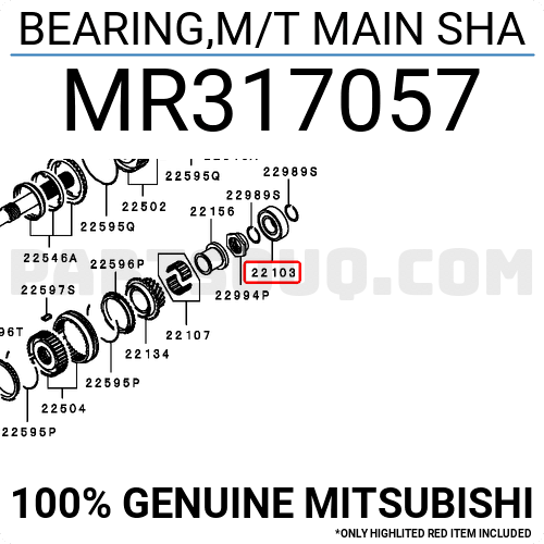 MR317057 Mitsubishi BEARING,M/T MAIN SHA