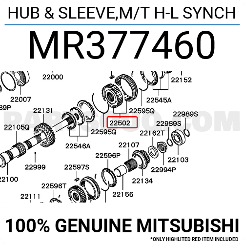 MR377460 Mitsubishi HUB & SLEEVE,M/T H-L SYNCH