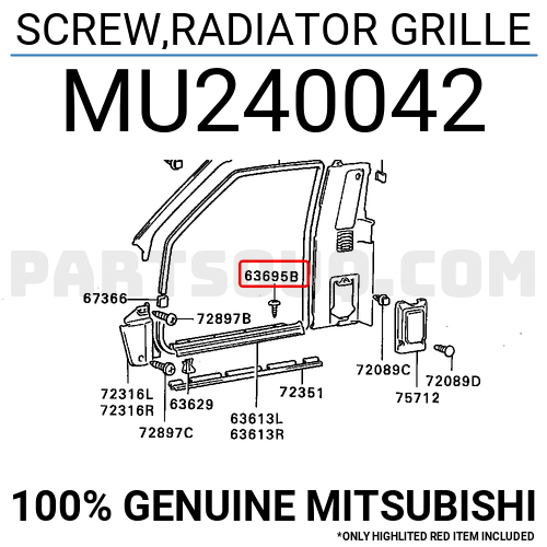 SCREW,RADIATOR GRILLE MU240042 | Mitsubishi Parts | PartSouq