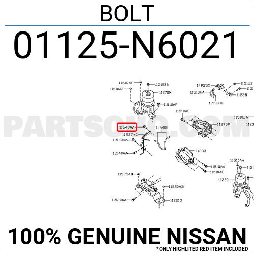 BOLT 01125N6021 | Nissan Parts | PartSouq