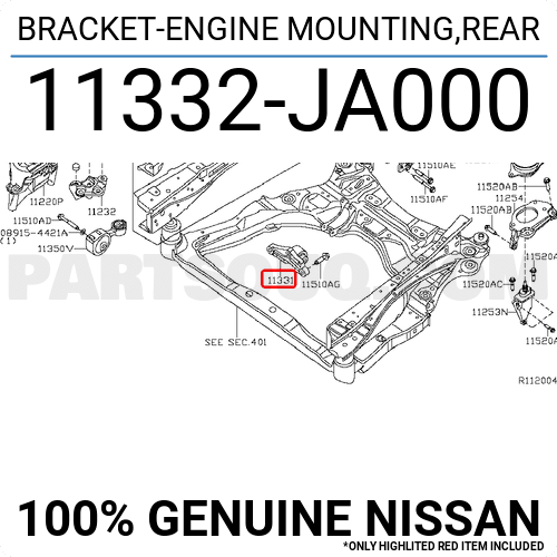BRACKET-ENGINE MOUNTING,REAR 11332JA00A | Nissan Parts | PartSouq