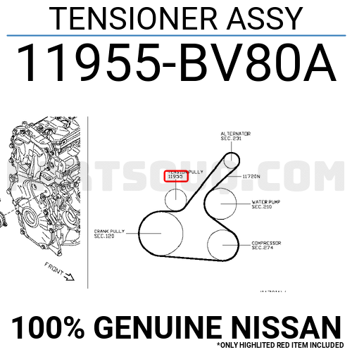 TENSIONER ASSY 11955BV80A | Nissan Parts | PartSouq