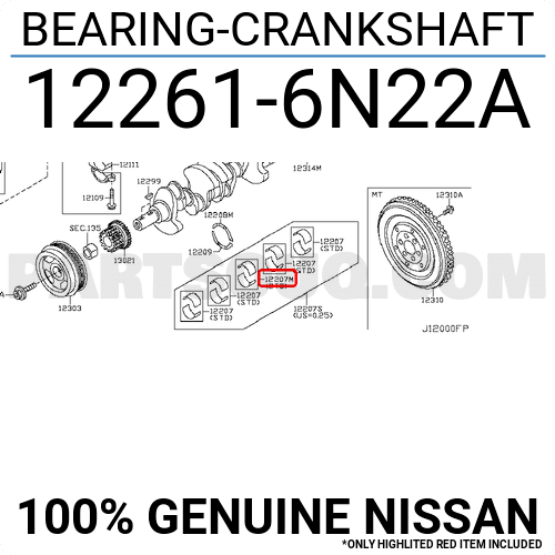 BEARING-CRANKSHAFT 122616N22A | Nissan Parts | PartSouq