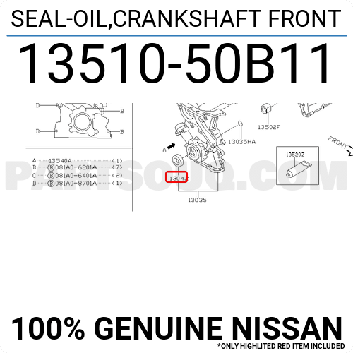 Genuine Nissan Crankshaft Oil Seal 13510-10Y10 