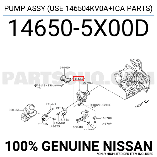 146505X00D Nissan PUMP ASSY (USE 146504KV0A+ICA PARTS)