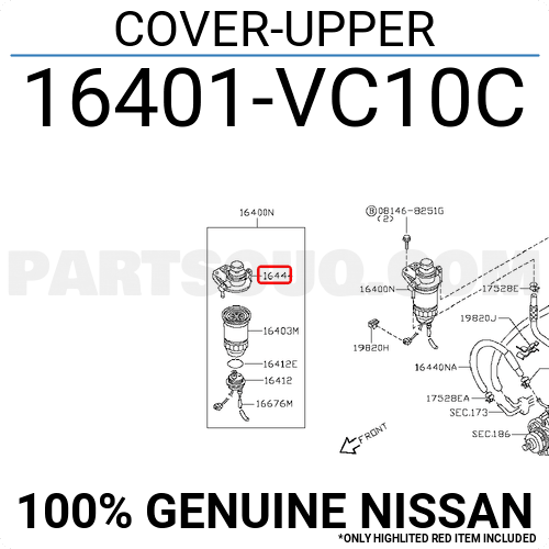 16401-VC10D Genuine Nissan Infiniti COVER-UPPER 16401VC10D OEM
