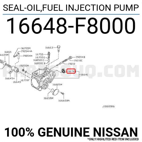 16721-5C900 Nissan Seal-oil fuel injection pump 167215C900 New Genuine OEM Par 