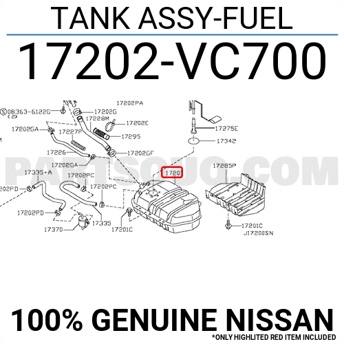 TANK ASSY-FUEL 17202VD20A | Nissan Parts | PartSouq