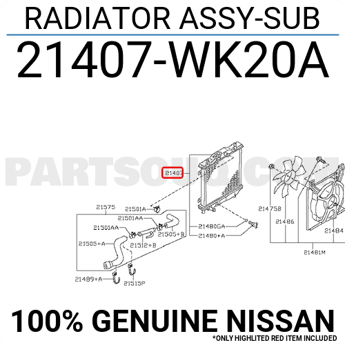 RADIATOR ASSY-SUB 21407WK20A | Nissan Parts | PartSouq