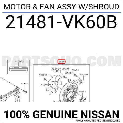MOTOR & FAN ASSY-W/SHROUD 21481VK60C | Nissan Parts | PartSouq