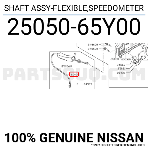 SHAFT ASSY-FLEXIBLE,SPEEDOMETER 2505065Y00 | Nissan Parts