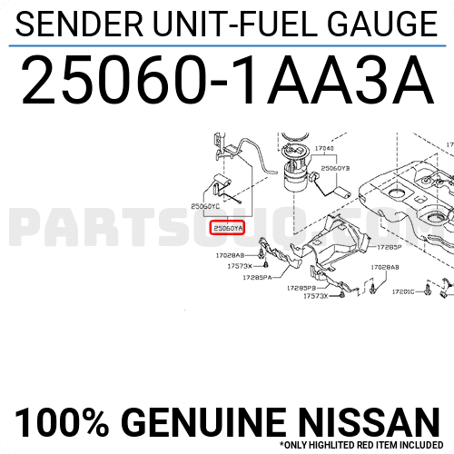 SENDER UNIT-FUEL GAUGE 25060CA010, Nissan Parts