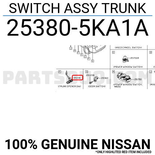 SWITCH ASSY TRUNK 253805KA1A | Nissan Parts | PartSouq