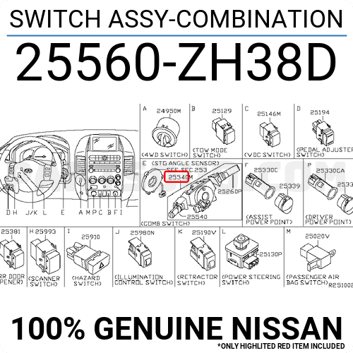 SWITCH ASSY-COMBINATION 25560ZH31D | Nissan Parts | PartSouq