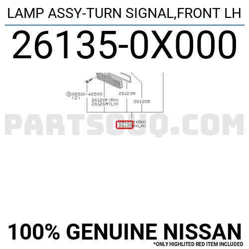 LAMP ASSY-TURN SIGNAL,FRONT LH 261350X000 | Nissan Parts LAMP ASSY-TURN SIGNAL,FRONT LH 261350X000 | Nissan Parts